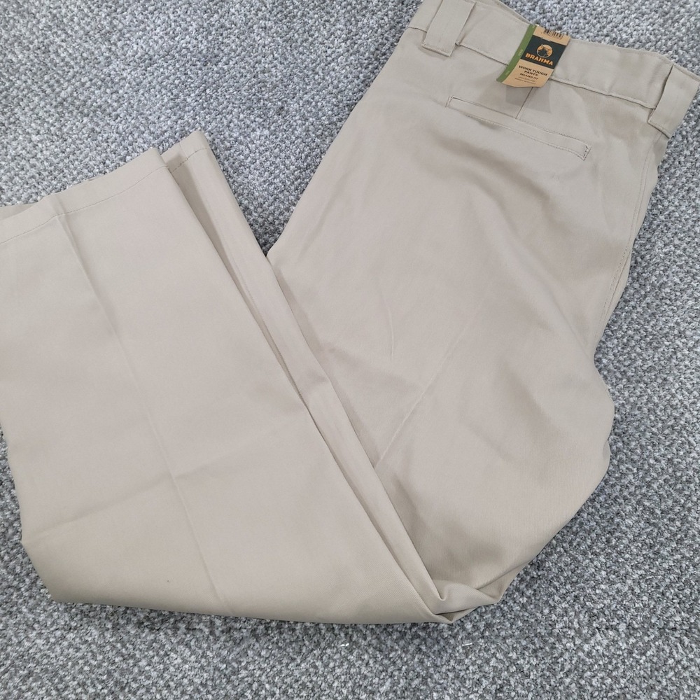Brahma Work Tough Pants Mens 42x32 Sandy Taupe Relaxed Fit Khaki Stain Repellent